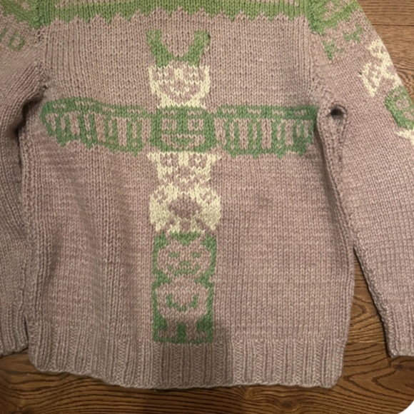 Vintage Rare Large Cowichan Zip Up Sweater 1960s - Picture 5 of 5